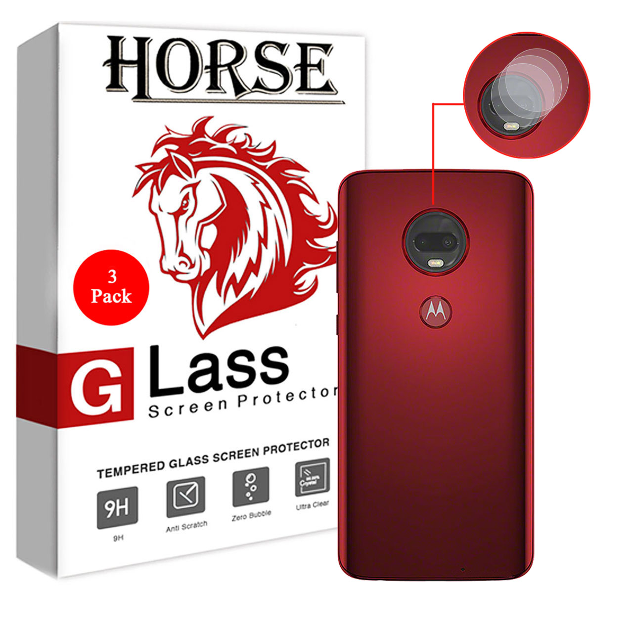 محافظ لنز دوربین هورس مدل UTF مناسب برای گوشی موبایل موتورولا Moto G7 Plus بسته سه عددی