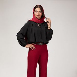 بلوز آستین بلند یقه گرد زنانه برنس مدل 40114