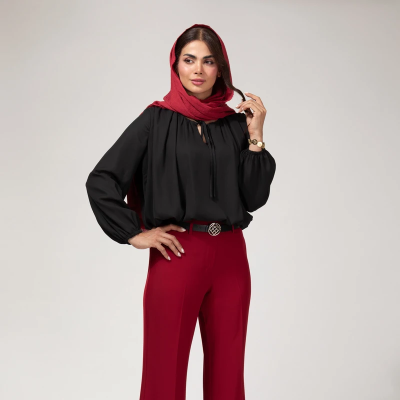  بلوز آستین بلند یقه گرد زنانه برنس مدل 40114