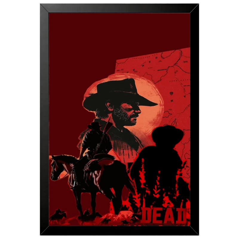تابلو بکلیت طرح گیمینگ ردد red dead redemption 2 مدل B-po2305 فریم مشکی