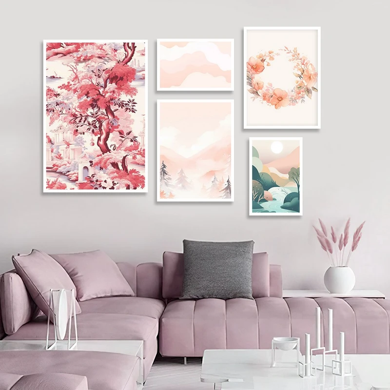 تابلو بکلیت طرح نقاشی مدرن مدل شاین اکلیلی W-1162 مجموعه 5 عددی