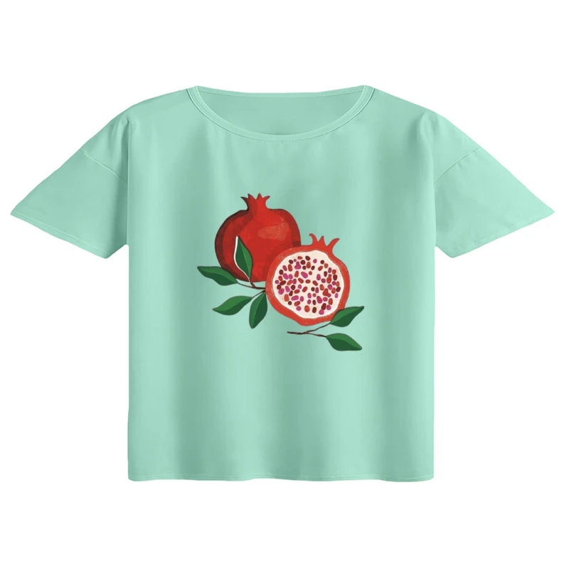 کراپ تی‌شرت آستین کوتاه زنانه مدل انار یلدایی کد11