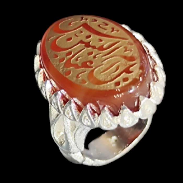 انگشتر مردانه مدل سنگ عقیق خطی کد ۹۳۰۰