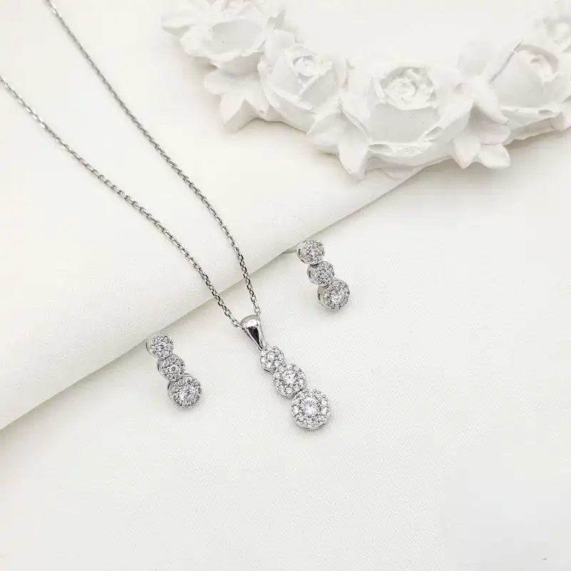 نیم ست نقره زنانه مدل فلاور کد BF 17