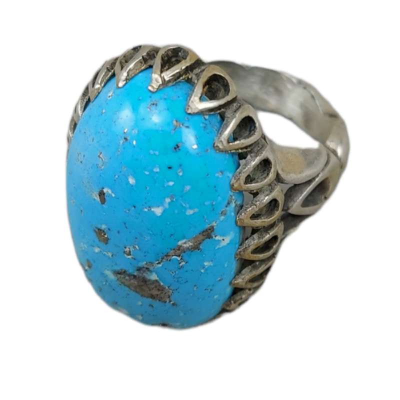 انگشتر نقره مردانه مدل فیروزه کرمان