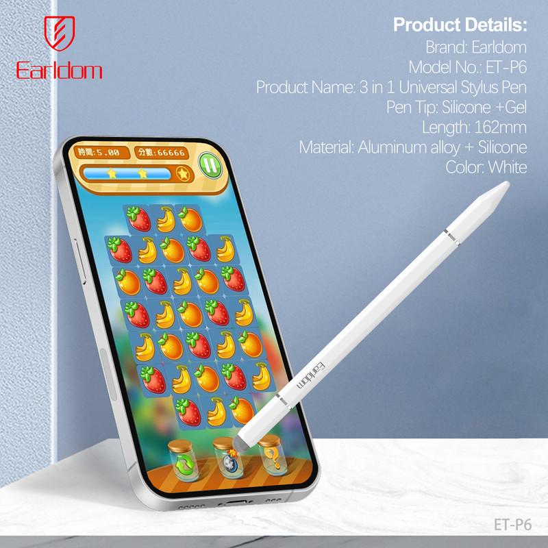 قلم لمسی ارلدام مدل Stylus Pen 3IN1 P6