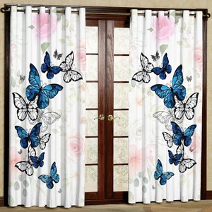 پرده مدل مخمل پانچی طرح پروانه کد 1064 سایز 200x140 سانتی متر