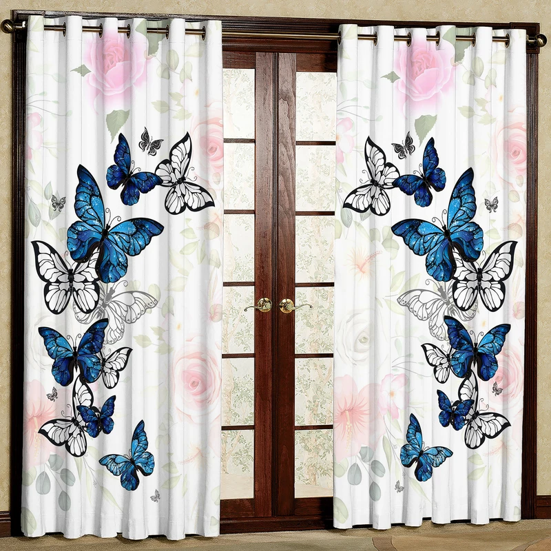 پرده مدل مخمل پانچی طرح پروانه کد 1064 سایز 200x140 سانتی متر