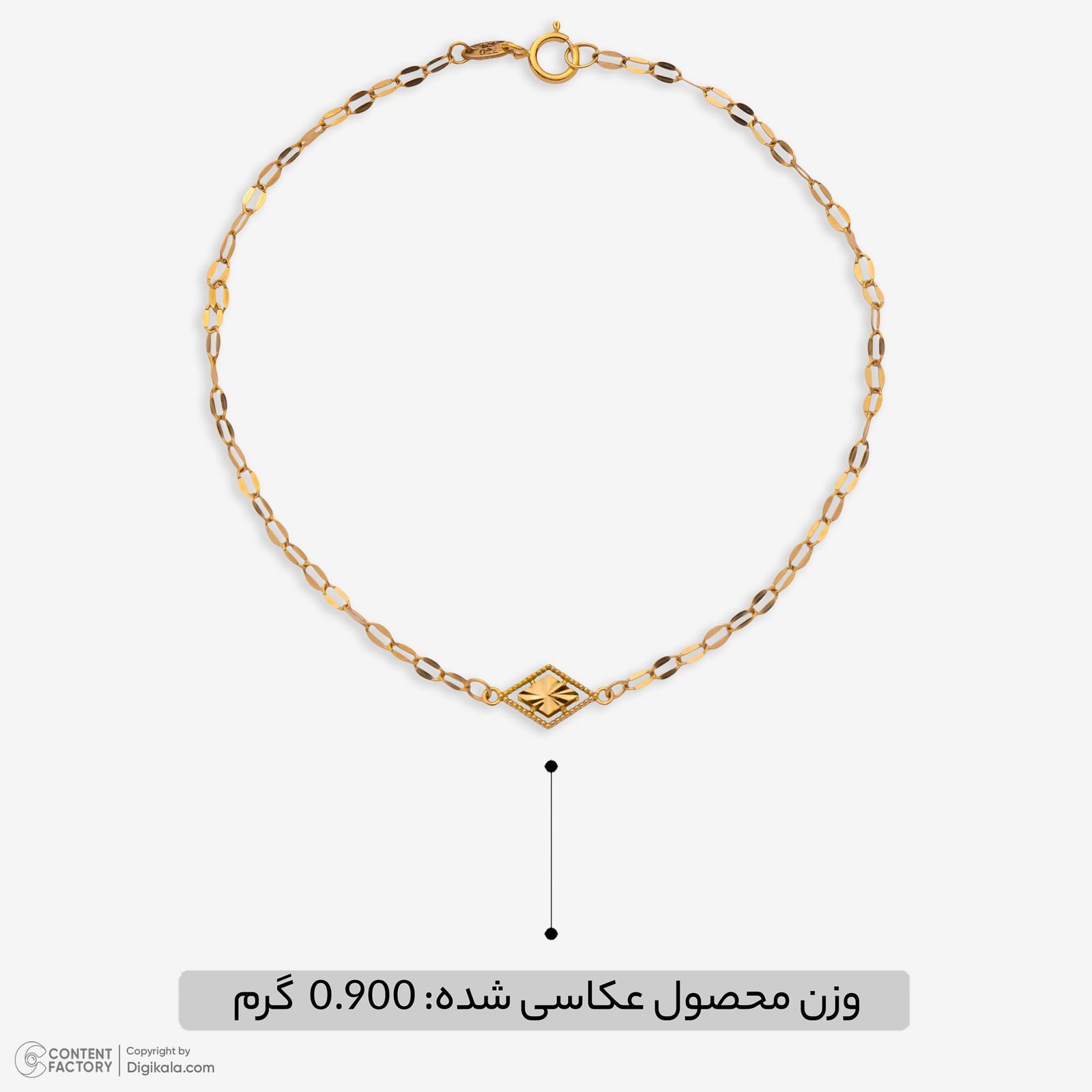 دستبند زنجیری طلا 18 عیار زنانه نگین مدل 113 -  - 3