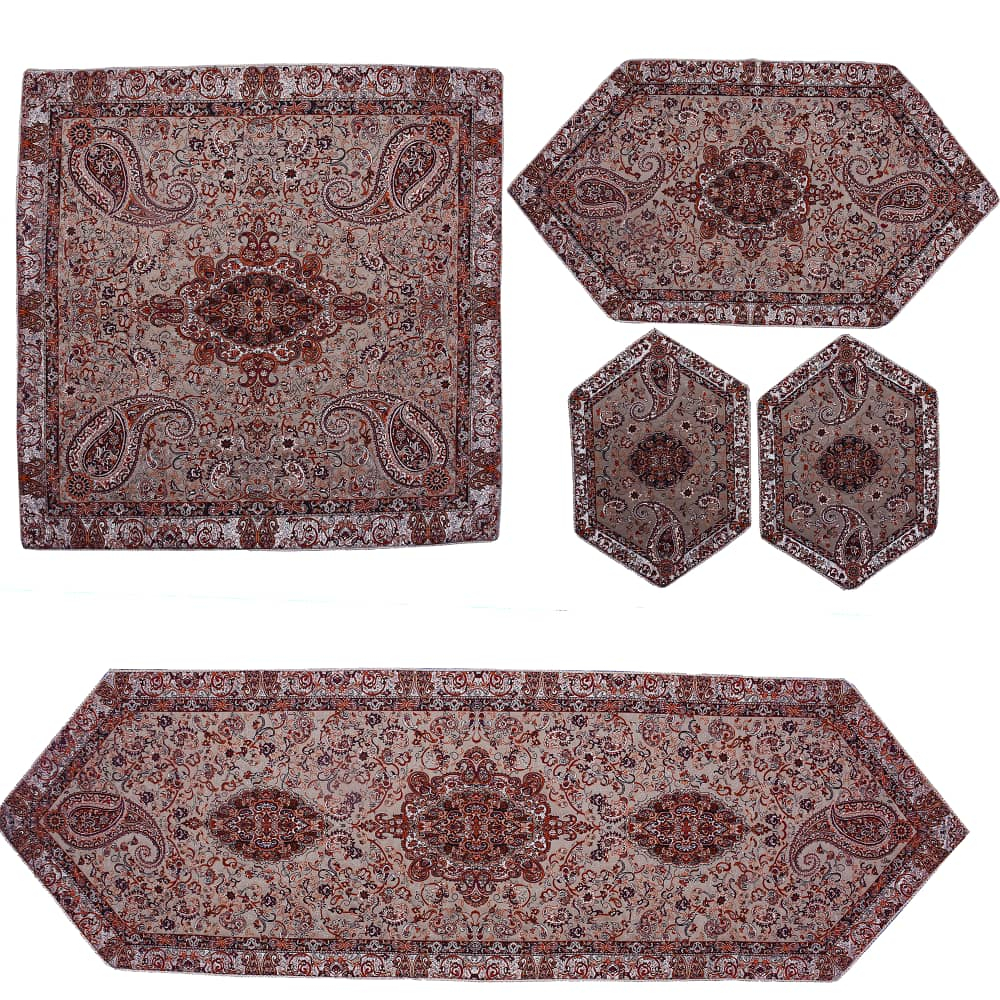 ست 5 تکه رومیزی ترمه دربار کد 1003