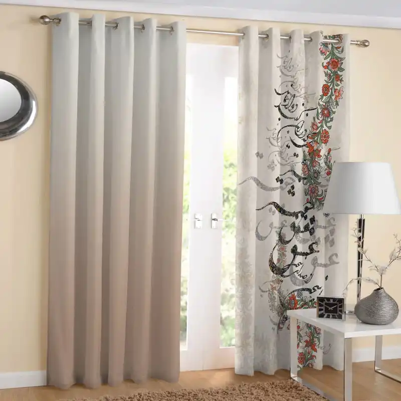 پرده مدل هازان چاپی طرح نستعلیق کد 3131 سایز 280x140 سانتی متر