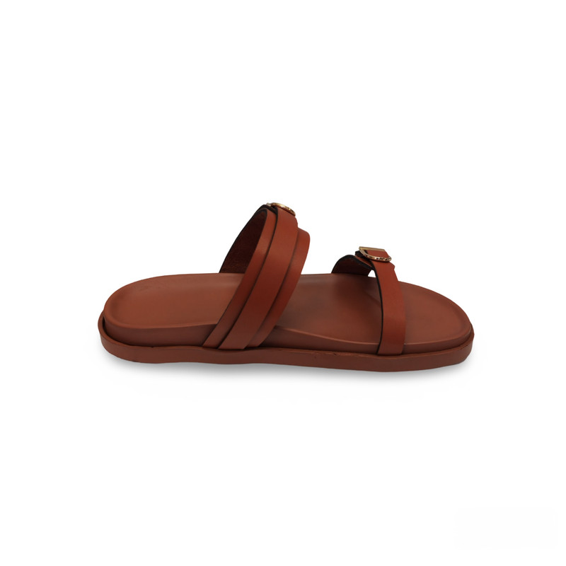 صندل زنانه مدل Z2BBR دو بند رنگ عسلی