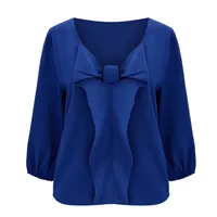 بلوز آستین بلند یقه باز زنانه مدل پاپیون