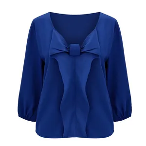 بلوز آستین بلند یقه باز زنانه مدل پاپیون