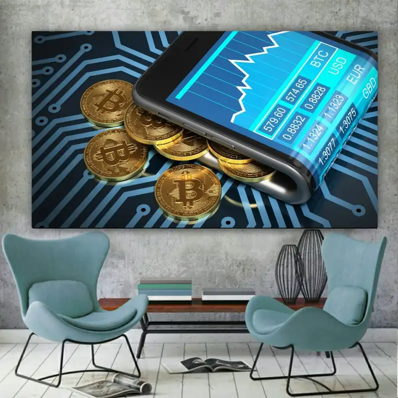 پوستر پارچه ای طرح ارز دیجیتال مدل بیت کوین کد SDP9081