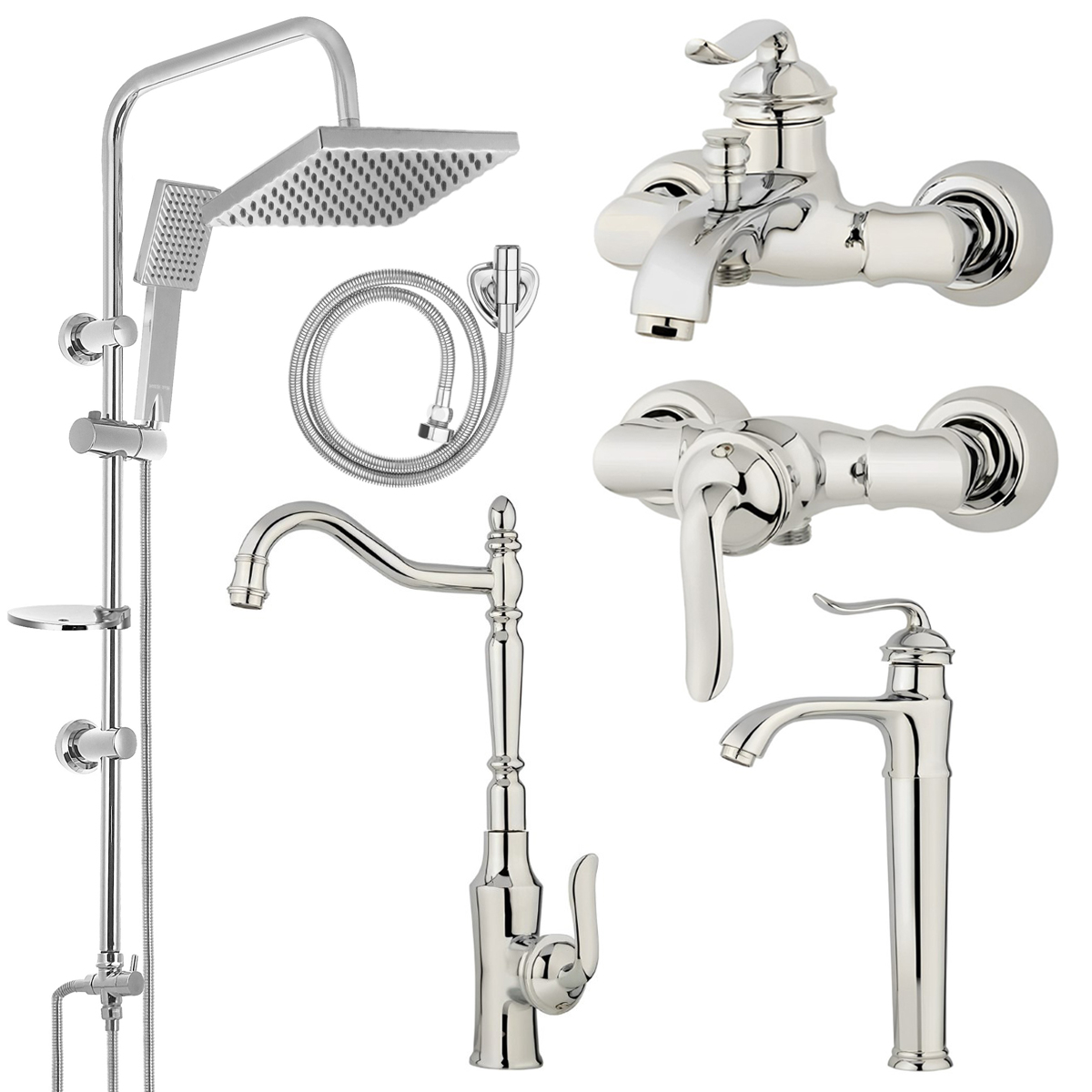 ست شیرآلات نایریکا مدل هلن کد B-03 مجموعه 6 عددی