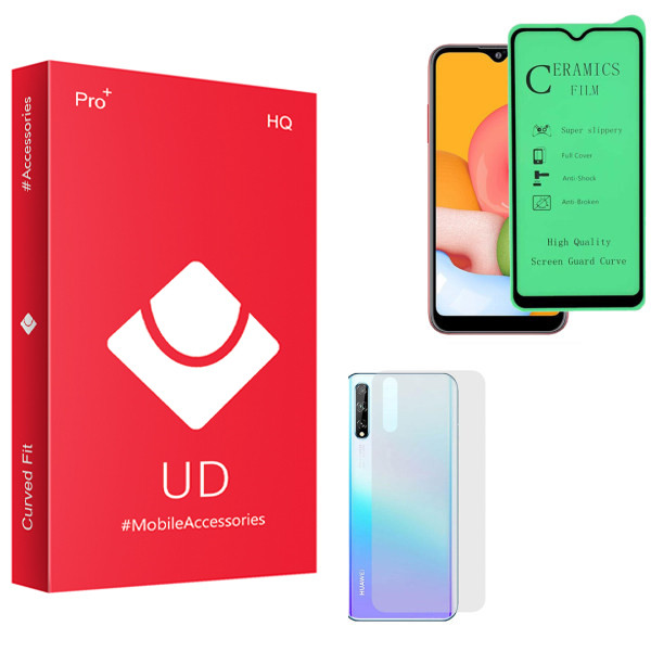 محافظ صفحه نمایش سرامیکی یو دی مدل HQ مناسب برای گوشی موبایل هوآوی Y8P به همراه محافظ پشت گوشی