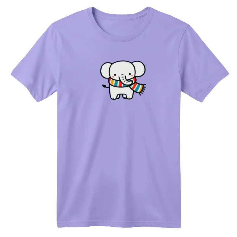 تی‌شرت آستین کوتاه لانگ یقه گرد بچگانه مدل فیل و شال گردن