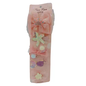 گیره مو دخترانه مدل فانتزی طرح پری دریایی بسته 5 عددی