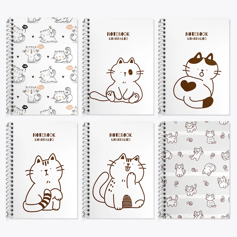 دفتر زبان 50 برگ خندالو مدل دو خط طرح گربه کیوت کد 108 مجموعه 6 عددی