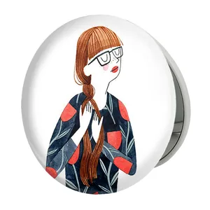 آینه جیبی خندالو طرح دخترونه مدل تاشو کد 6024 