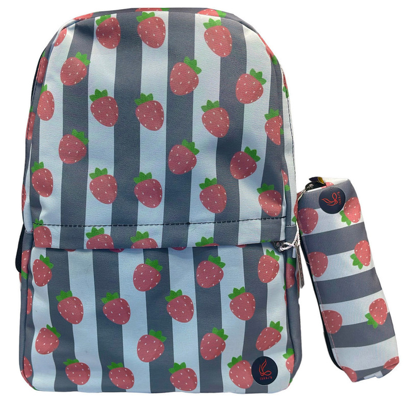 کوله پشتی ساراسا طرح توت فرنگی مدل 02 به همراه جامدادی