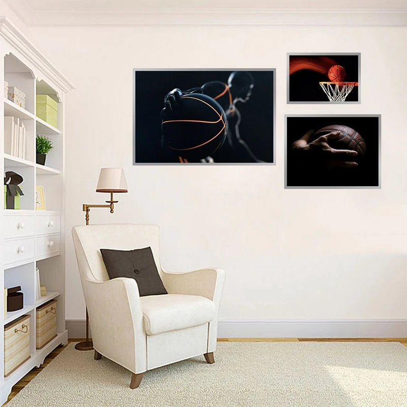 تابلو بکلیت طرح تور و توپ بسکتبال مدل SI-841 مجموعه 3 عددی