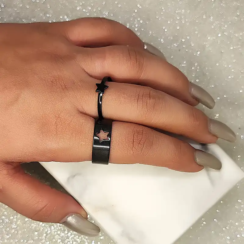 انگشتر زنانه طرح ستاره کد RKH_1630 مجموعه 2 عددی