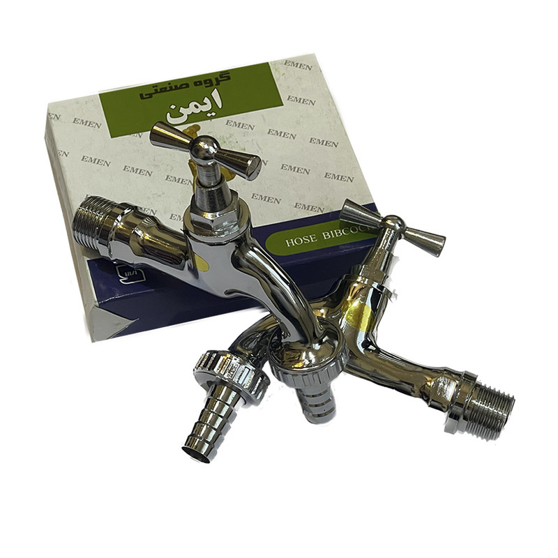 شیر حیاطی ایمن مدل کروم مجموعه 2 عددی شیر حیاطی ایمن مدل کروم مجموعه 2 عددی