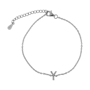 دستبند نقره آی جواهر طرح حرف Y کد 77306D