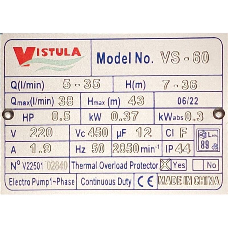 پمپ آب ویستولا مدل JET140L