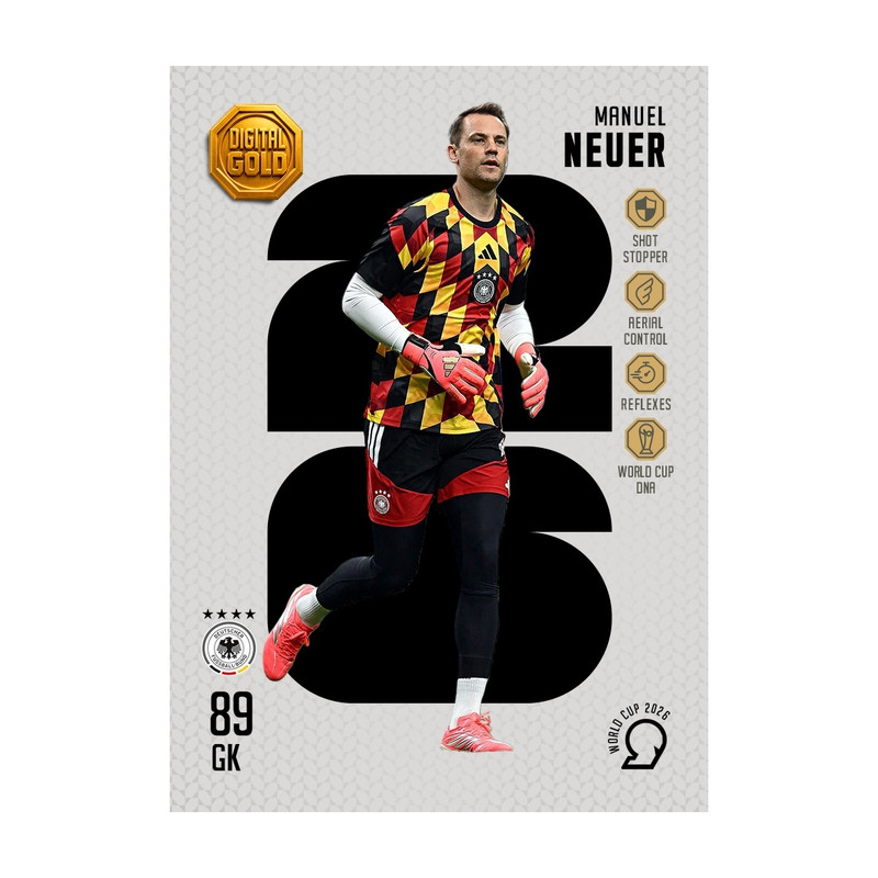 شمش طلای دیجیتال 18 عیار سوت مدل نویر Neuer طرح کارت فوتبالی جام جهانی 2026 کد SO10149026