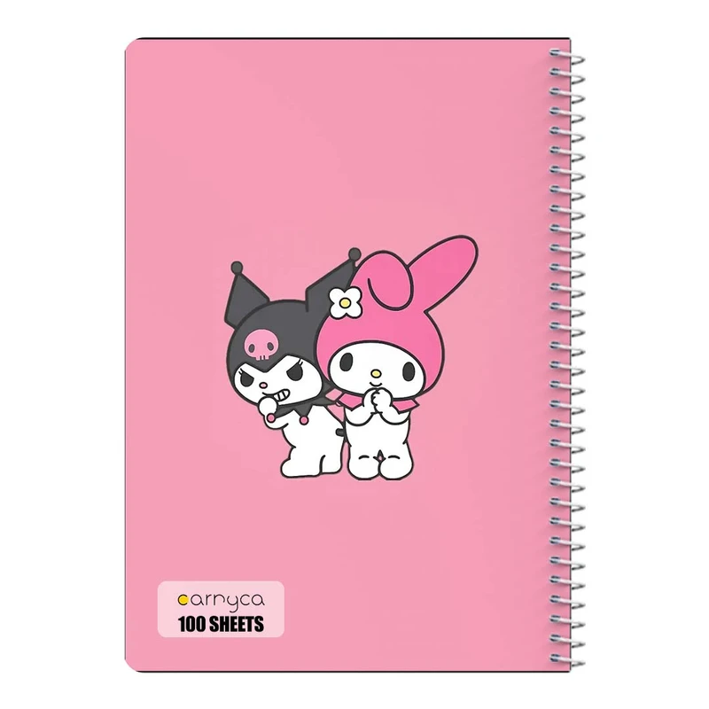 دفتر مشق 100 برگ سیمی کارنیکا طرح مای ملودی و کورومی My Melody & Kuromi کد 93102