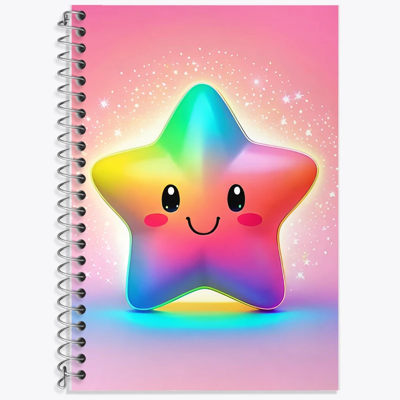 دفتر زبان 50 برگ خندالو مدل سه خط طرح ستاره کیوت کد F7852