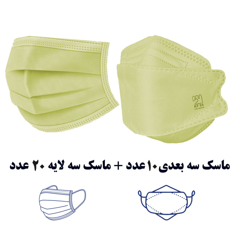 ماسک تنفسی دکترخوشرام مدل میکس پرستاری و سه بعدی بسته 30 عددی