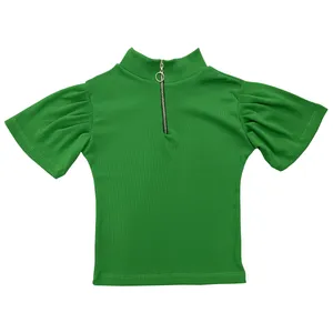 کراپ‌تاپ آستین کوتاه زنانه مدل زیپ دار 12-30 رنگ سبز