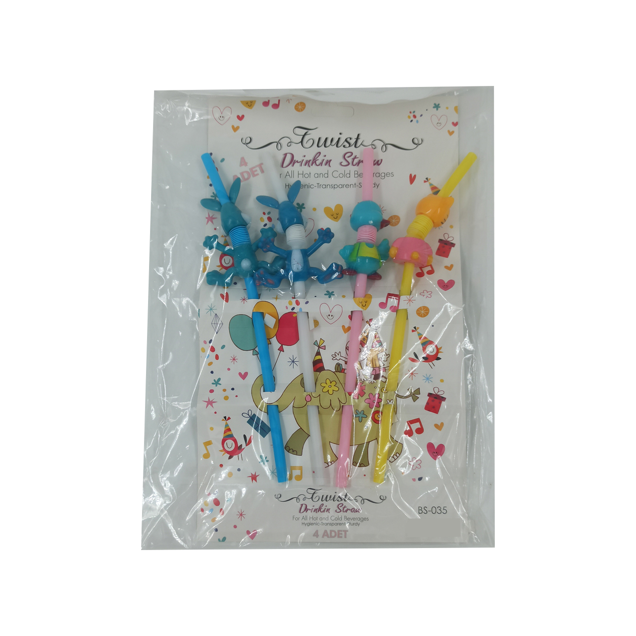 نی نوشیدنی طرح عروسکی مدل BS-035 کد 37031 بسته 4 عددی 