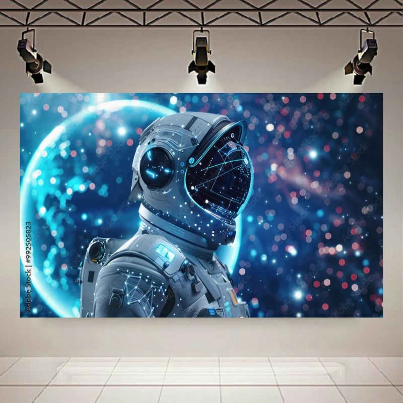 پوستر پارچه ای طرح مخمل فضانورد مدل تکنولوژی مدرن کد AR305158