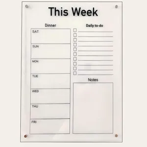 تخته وایت برد مدل پلکسی طرح پلنر هفتگی سایز 21×30 سانتی متر