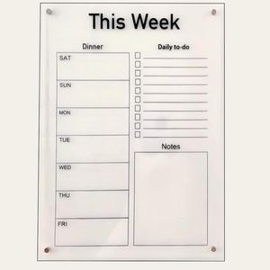 تخته وایت برد مدل پلکسی طرح پلنر هفتگی سایز 21×30 سانتی متر