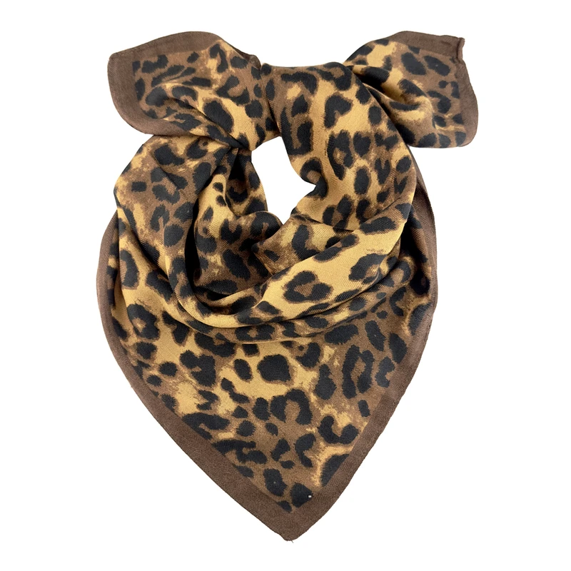 مینی اسکارف ابریشم زنانه مدل پلنگی با طول و عرض 66*66 سانتی‌متر