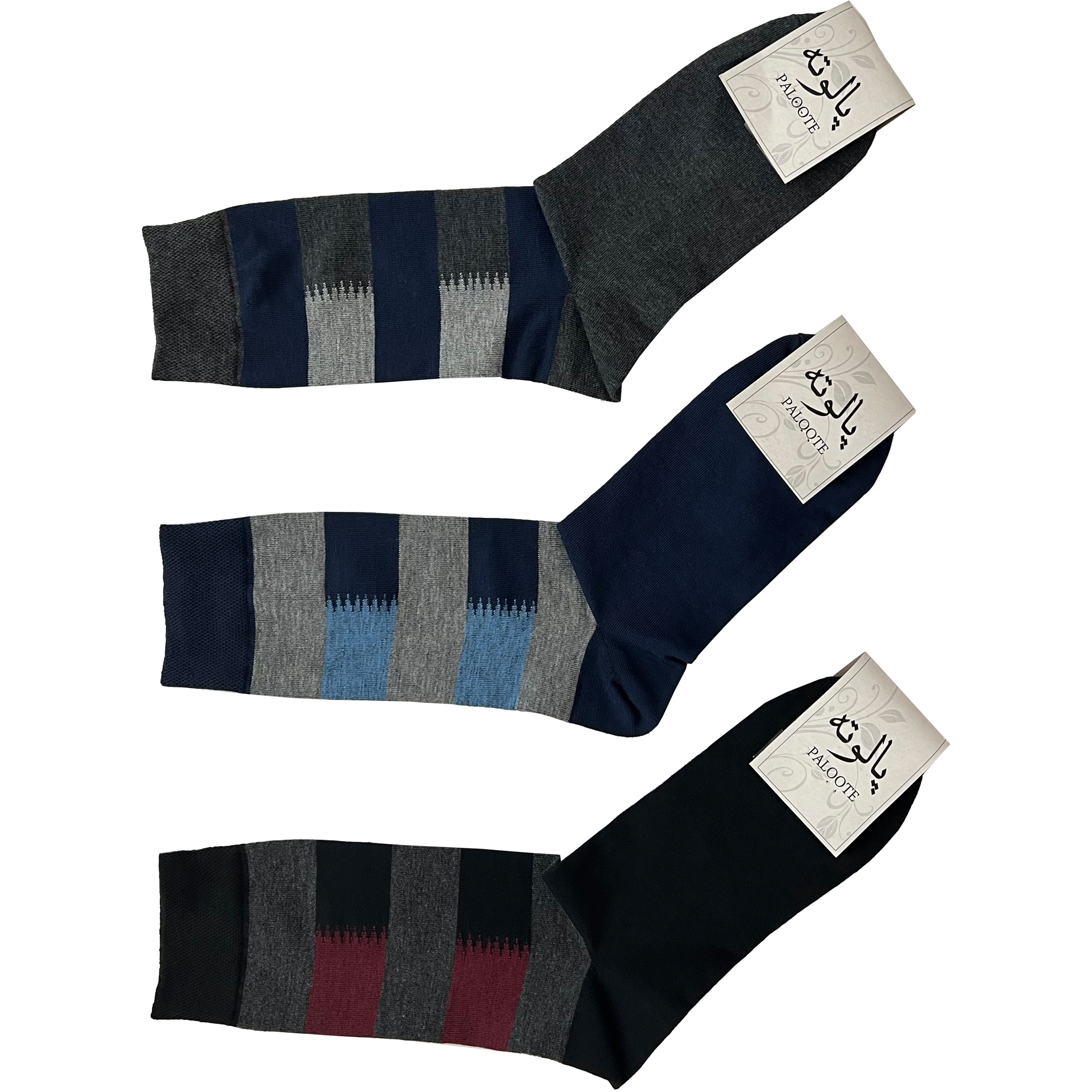 جوراب ساق بلند مردانه پالوته مدل PLT-P5 مجموعه 3 عددی