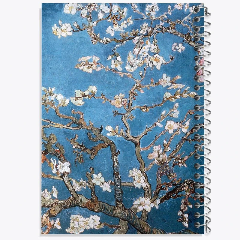 دفتر مشق 50 برگ خندالو مدل نقاشی شکوفه های بادام اثر ونسان ونگوگ کد 25463
