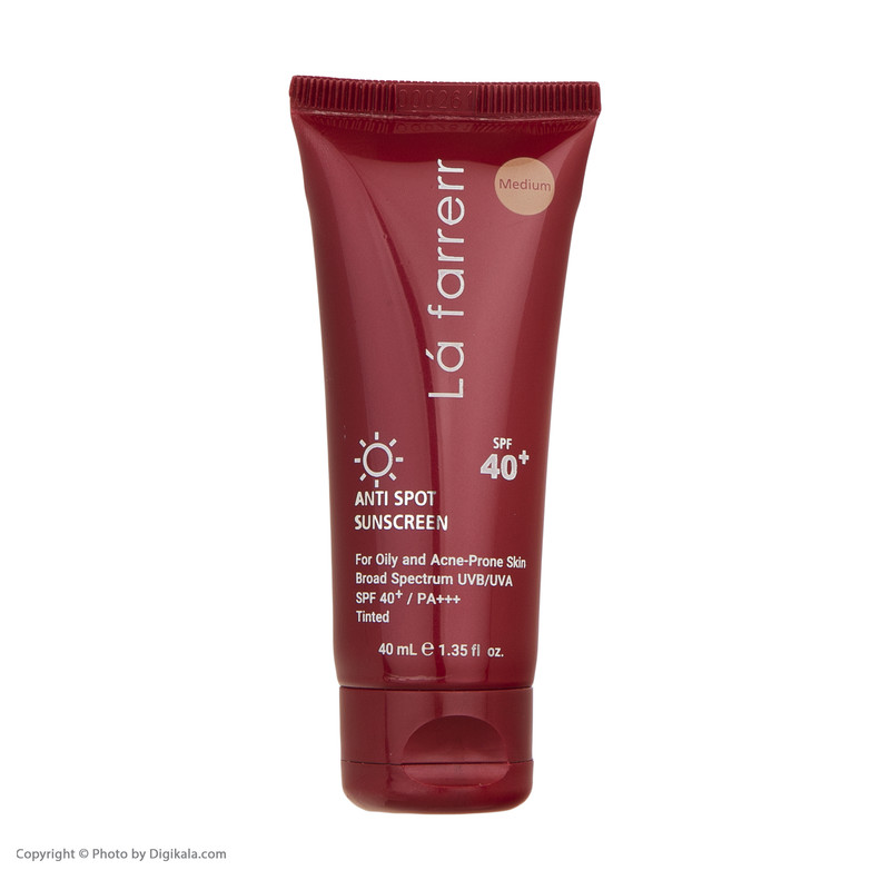 کرم ضدآفتاب و ضد لک رنگی لافارر مدل SPF 40-Medium مناسب پوست های چرب حجم 40 میلی لیتر