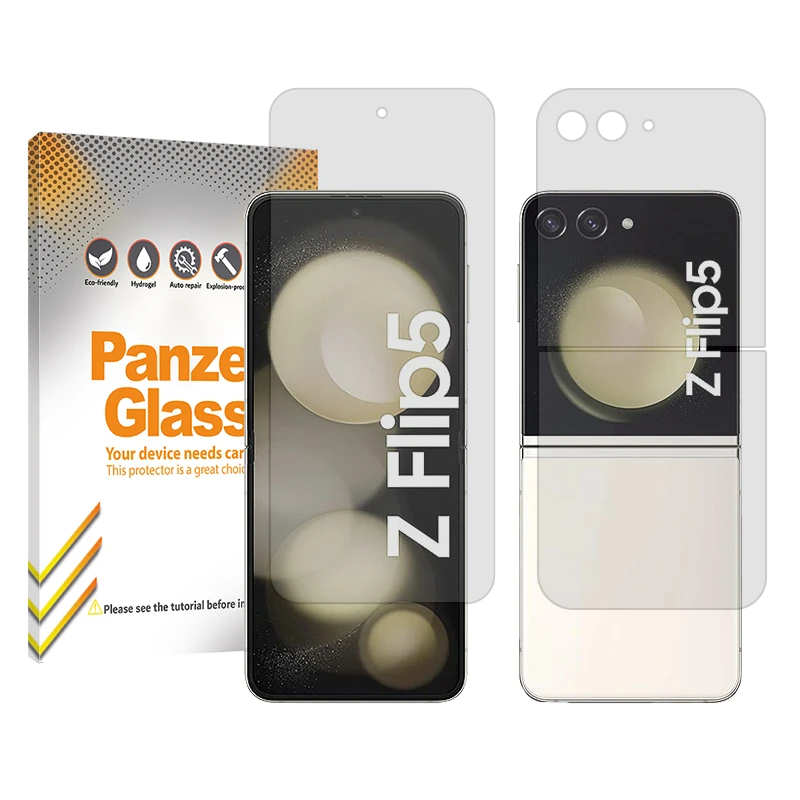محافظ صفحه نمایش شفاف پنزر گلس مدل Resistant مناسب برای گوشی موبایل سامسونگ Galaxy Z Flip5 به همراه محافظ پشت گوشی