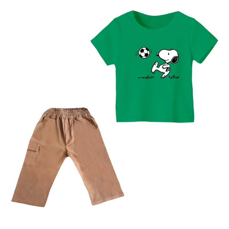 ست تی شرت و شلوارک پسرانه مدل اسنوپی کد 84