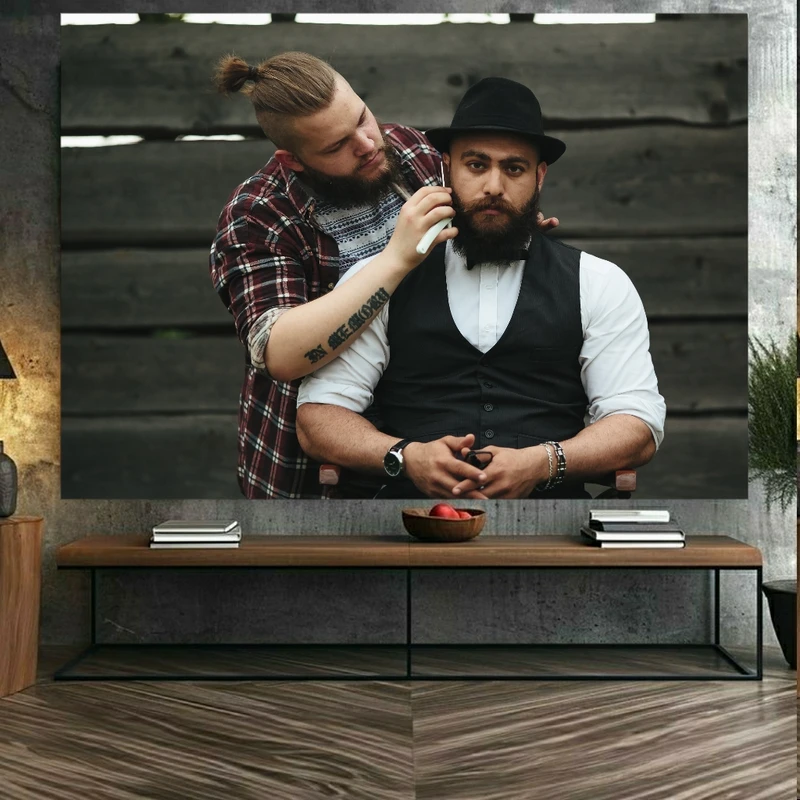 تابلو بوم طرح مخمل پیرایش مدل مردانه کد BK23443