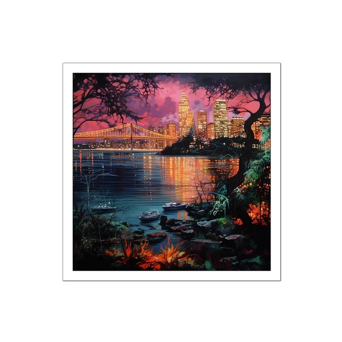تابلو نوری بکلیت طرح منظره پل برکلین مدل W-MID-15692