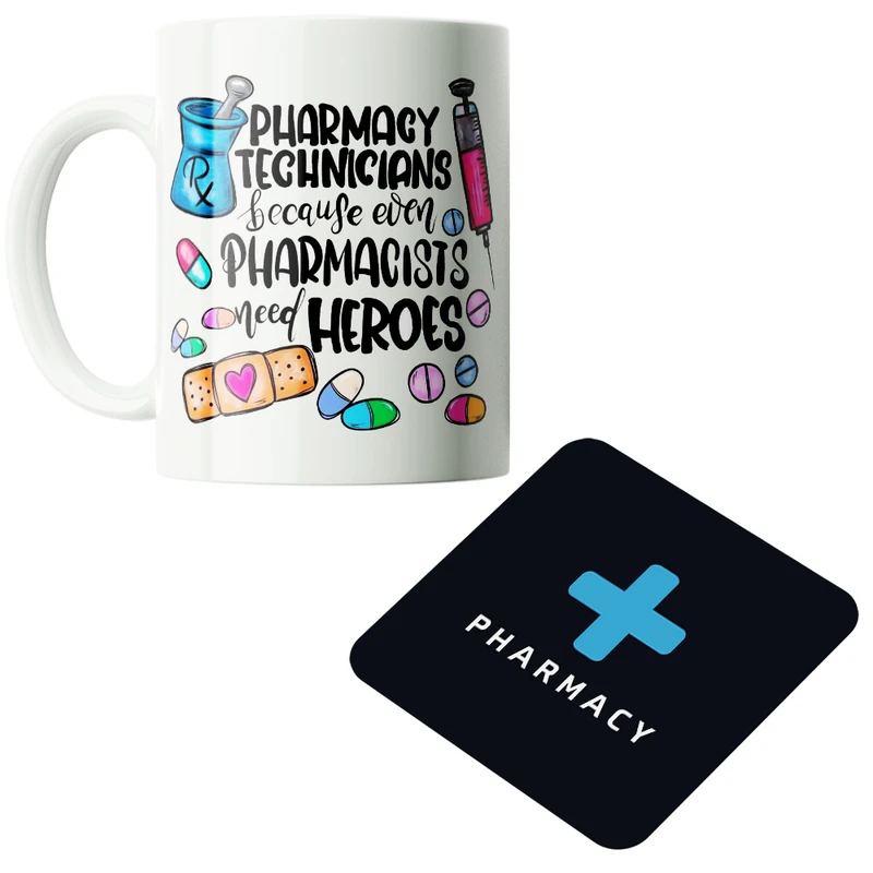 ماگ پاد آفرین مدل پزشک داروساز داروخانه کد PZ027 به همراه زیرلیوانی