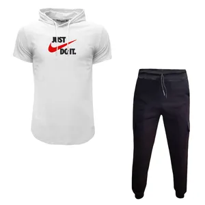 ست تی شرت کلاه دار و شلوار مردانه مدل JUST DONT کد 4409